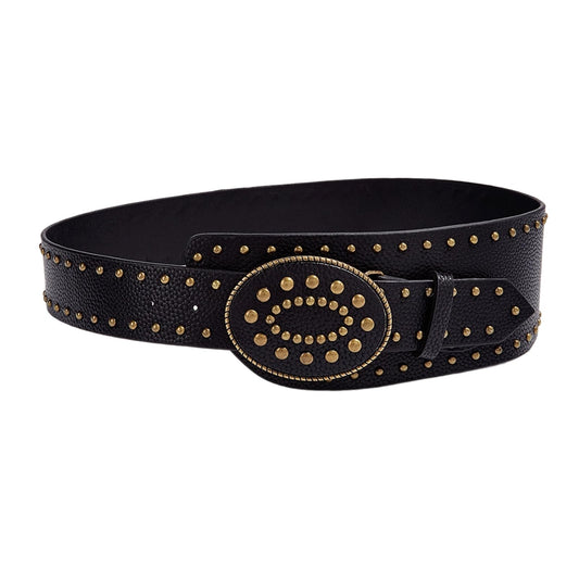 Wide Waist Chain Studded Buckle Punk Chain Simple Belt For Women Proms Club Party For Jeans Dresses