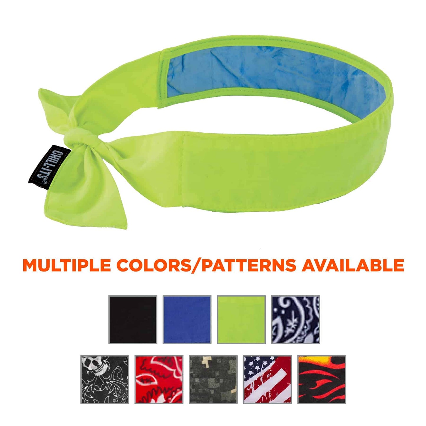 Ergodyne Chill Its 6700CT Cooling Bandana, Lined with Evaporative PVA Material for Fast Cooling Relief, Tie Closure