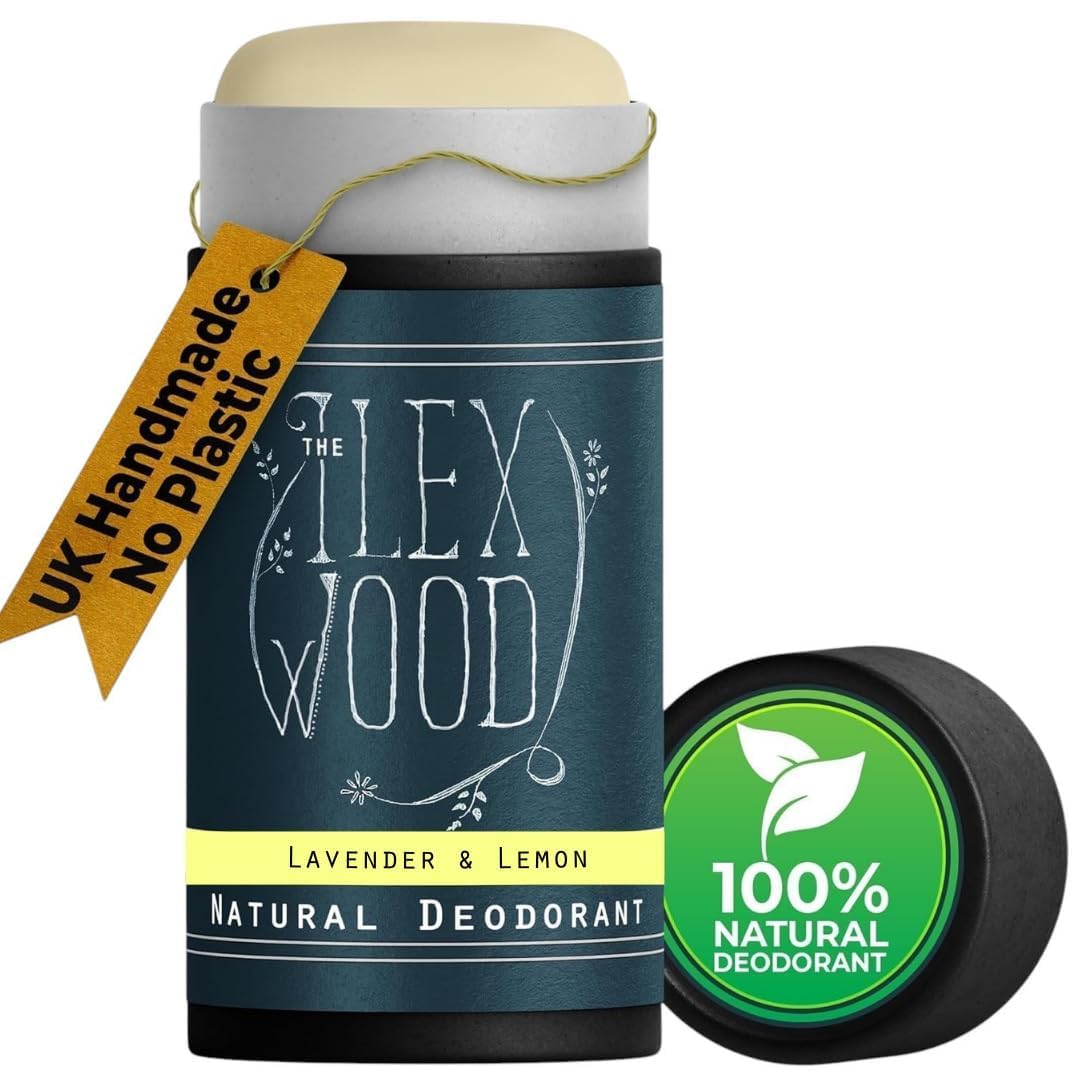 The Ilex Wood - Lavender and Lemon Natural Deodorant - 2.4fl oz. Natural Deo in Recyclable Cardboard Tube, Vegan, no Plastic, no Alcohol, no Toxins, no Aluminium Salts & Cruelty Free for Women & Men