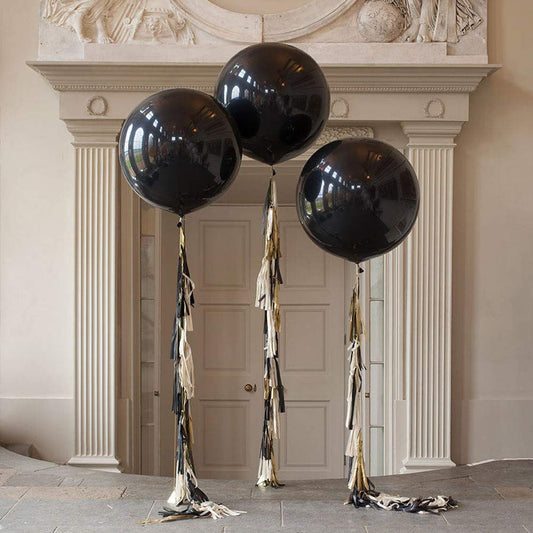 36 inch Glitz and Glam Tassel Tail Black Giant Balloon for Halloween Party Wedding Decoration (3 Pack)