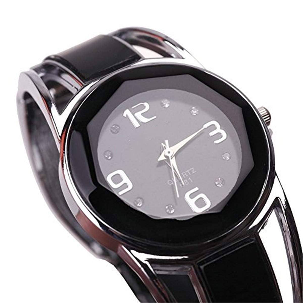 ELEOPTION Women Bangle Watch Bracelet Quartz with Rhinestone Round Dial Stainless Steel Band Wrist Ladies Watches with Womens Watch Box