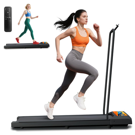SEVOBAL Treadmill with Handles, Electric Treadmills for Home Small, Under Desk Treadmill with Remote Control LED Display, 2.5HP Walking Pad with Handle Bar, 270LBS Capacity, Orange