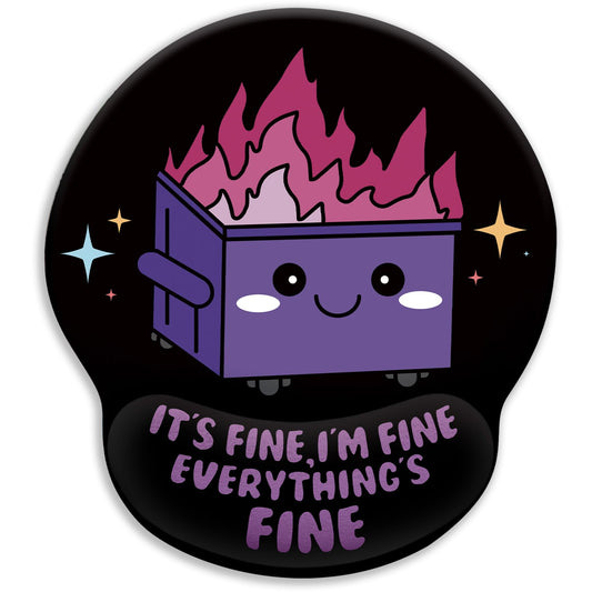 Funny Cute Mouse Pad with Wrist Rest, Dumpster on Fire Ergonomic Mouse Pads Wrist Support for Desk, Mousepad for Wireless Mouse Gaming Laptop Work Home Desk Accessories Office Supplies Decor