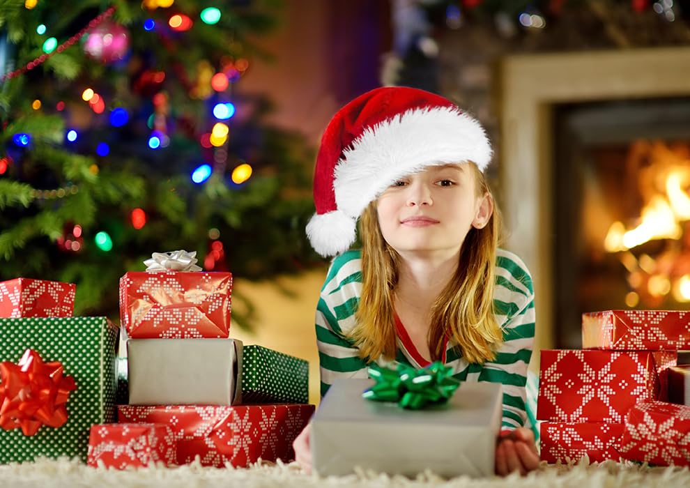 BSVI Santa Hat Kid Christmas Holiday Comfort Extra Thicken Keep Warm Red Velvet Unisex Xmas Hat for Festive New Year Party