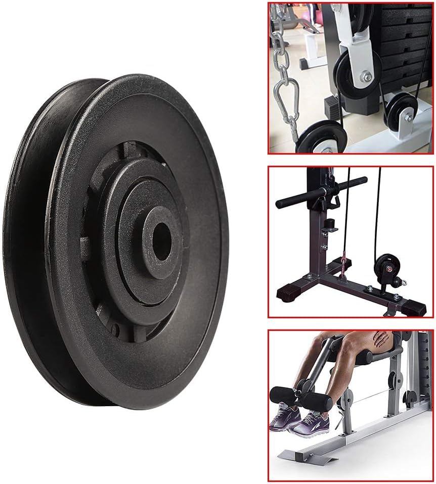 Topfinder 90mm(3.54inch) Universal Bearing Pulley Wheel for Cable Machine Gym Equipment Part Garage Door (2 PCS)
