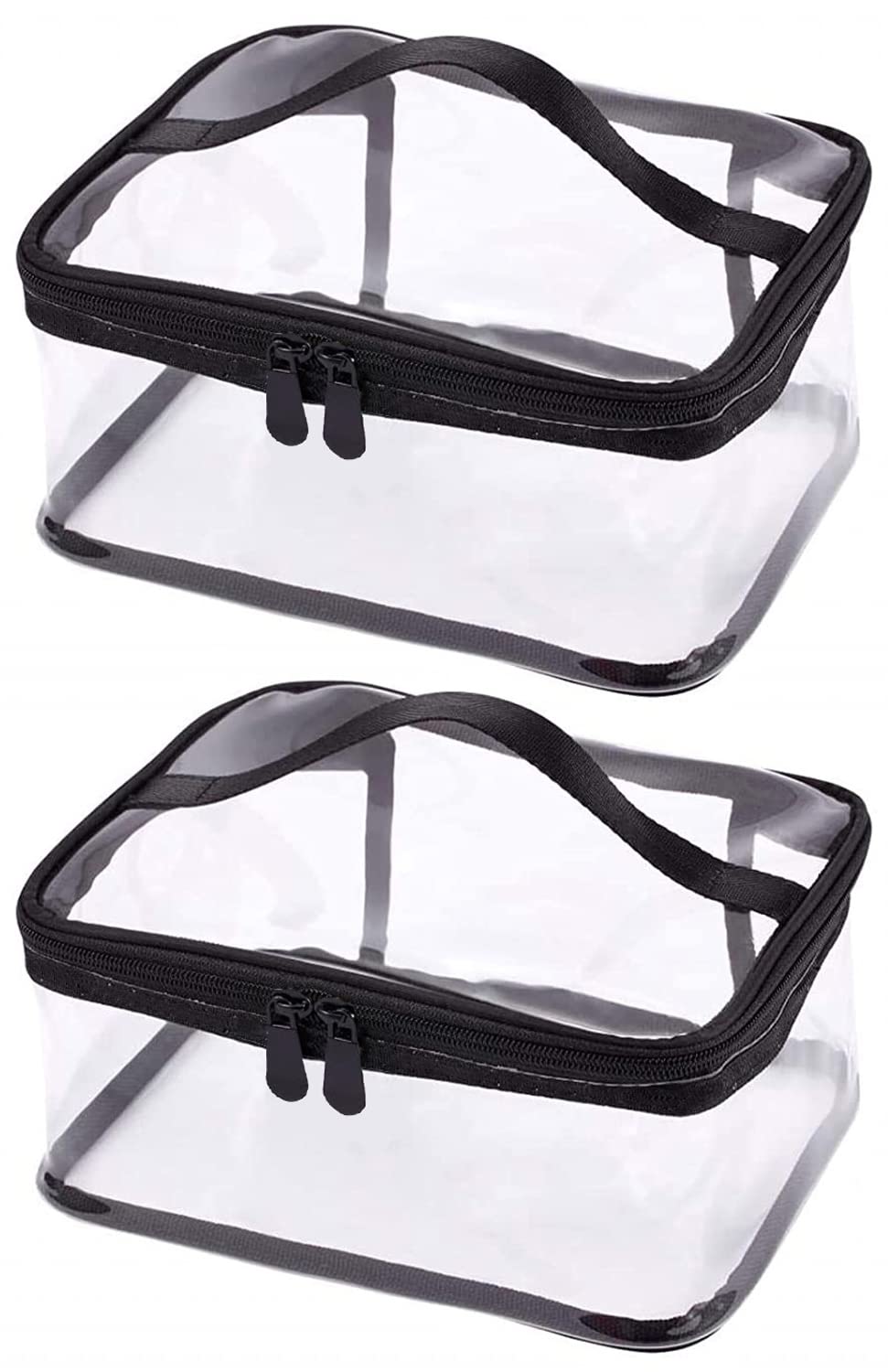 Louise Maelys 2 Pieces Portable Clear Makeup Bag Zipper Waterproof Transparent Travel Storage Pouch Organizer Cosmetic Toiletry With Handle