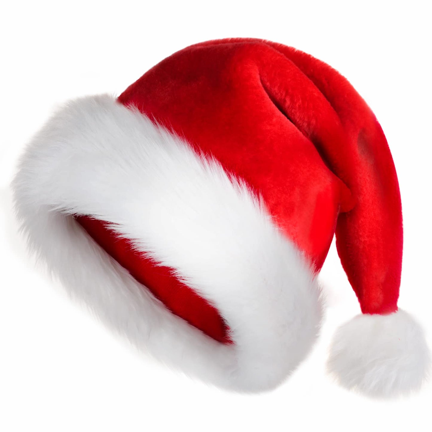 JUANANIUG Christmas Santa Hat - Adult Xmas Holiday Hat for Women & Men - Extra Thicken Classic Fur for Festive Holiday Party Supplies
