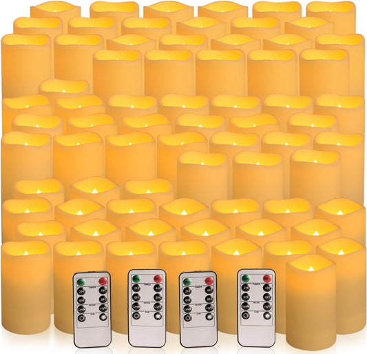 Enpornk Set of 72 Flameless Led Battery Opeated (D2.2'' x H4''5''6'') Waterproof Outdoor Indoor Candles with 10-Key Remotes and Cycling 24 Hours Timer