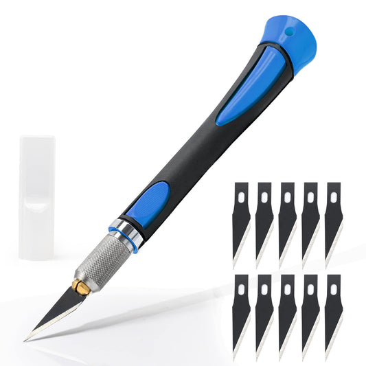 EHDIS Precision Hobby Knife Set Utility Craft Knife Kit with 10PCS Blades for Art, Working-Stencil, Scoring, Scrapbooking, Architecture Modeling, Crafting, Precision Knife (Purple)