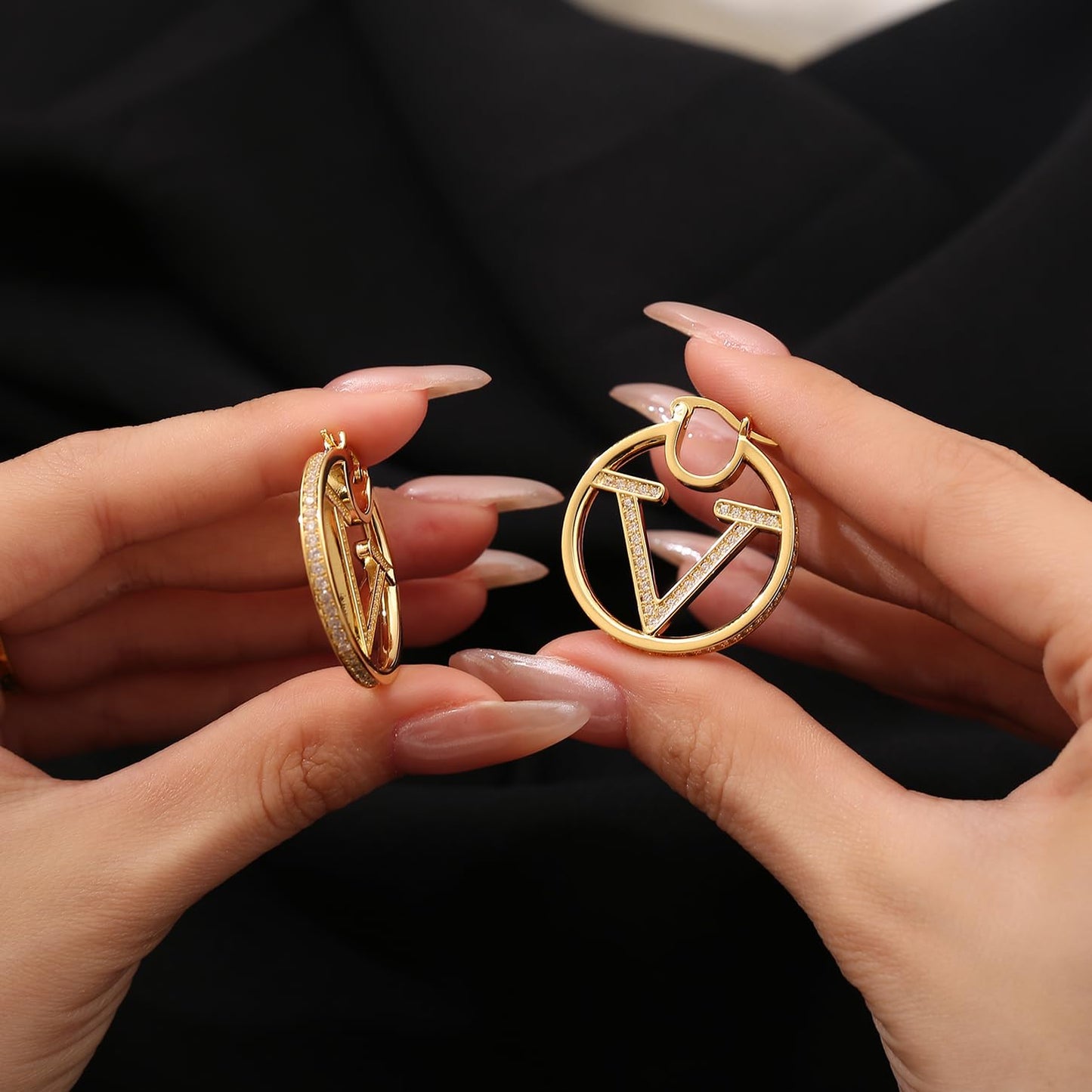 18K Gold Luxury Letter Earrings for Women and Sisters | Valentines, Birthday Gifts, Elegant Accessories for Any Occasion (Luxury V Earrings)