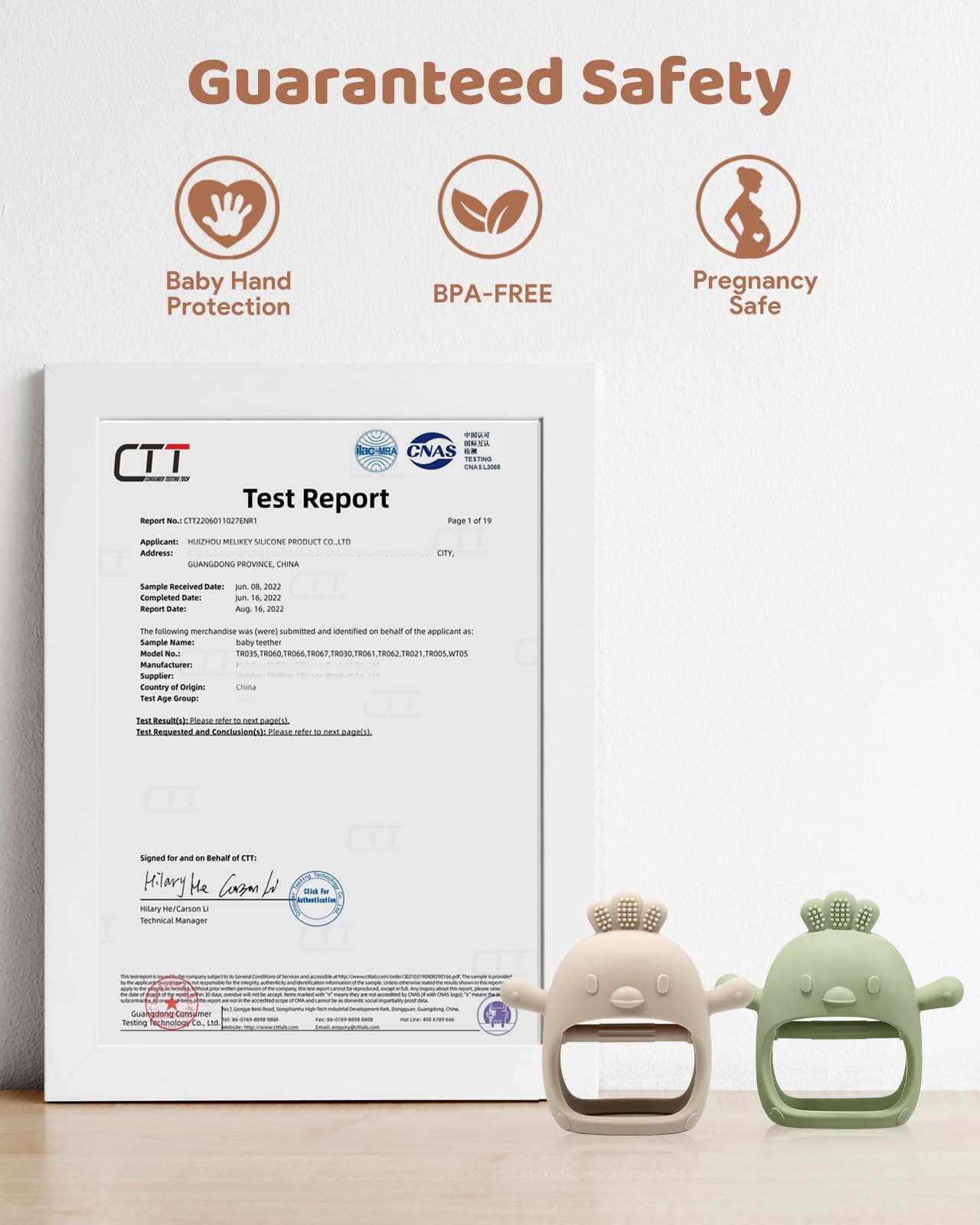 2 Packs Baby Teething Toy for 0-6 6-12 Months, Food Grade Silicone Teething Mitten, Anti Dropping Wrist Hand Teethers Baby Chew Toys for Sucking Needs, BPA Free (Green & Caramel)