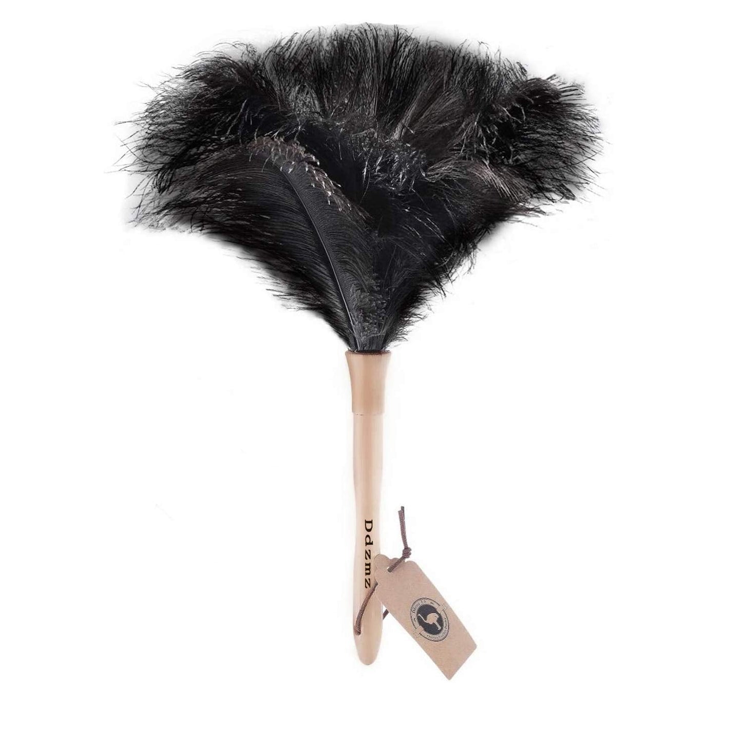 Feather Duster, Feather Dusters for Cleaning Ddzmz Fluffy Natural Genuine Ostrich Feathers with Wooden Handle Reusable Handheld Ostrich Feather Duster Cleaning Supplies, Gray and Brown(Length 16")