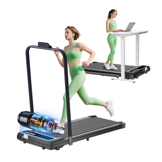 Walking Pad with Handle Bar, 3.0HP Foldable Folding Treadmills for Home Small, 3 in 1 Portable Treadmill with Handles, Small Walking Pad Treadmill Home with Remote Control, 320LB Capacity