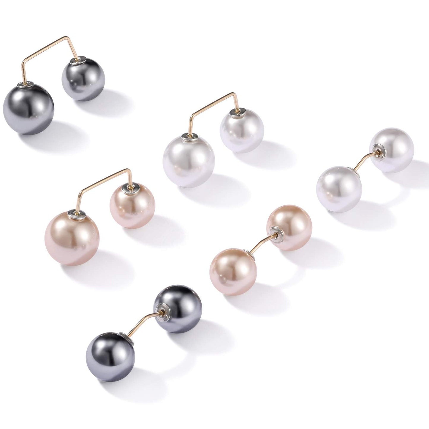 WILLBOND 6 Pcs Artificial Pearl Brooch Pins Anti-exposure Neckline Safety Pins Sweater Shawl Clips for Women Wedding Party Decorations, 2 Styles