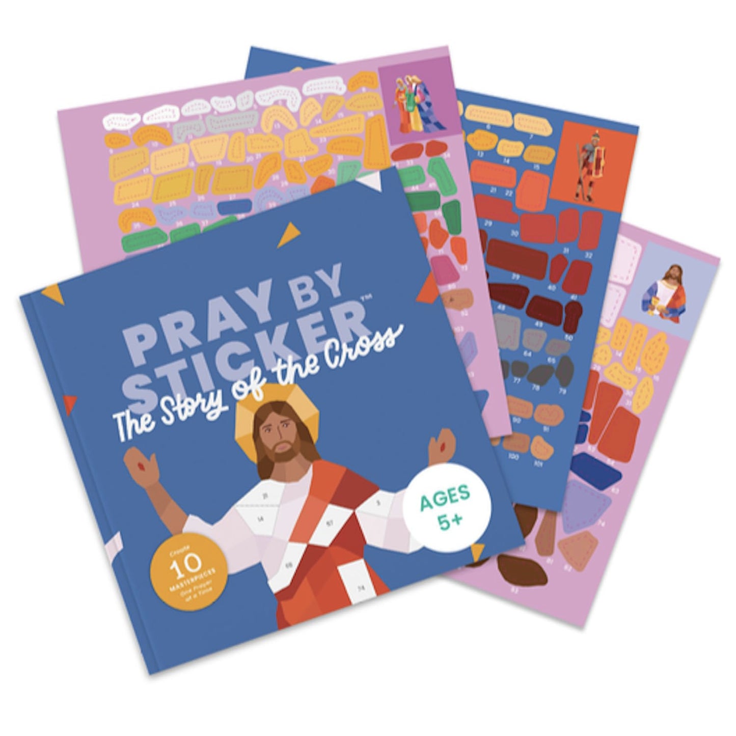 PRAY BY STICKER Book - Story of The Cross Religious Activity - Interactive Faith-Based Learning with Stickers - 9" x 9" Educational & Spiritual Book - Lent & Easter Gift