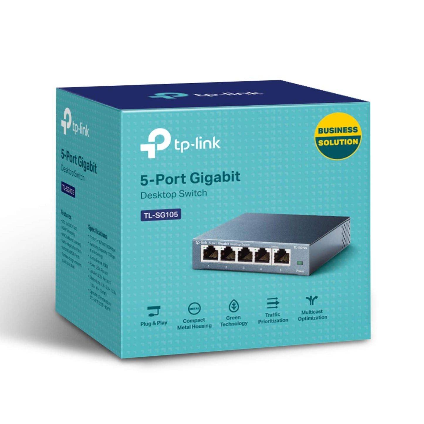TP-Link TL-SG105, 5 Port Gigabit Unmanaged Ethernet Switch, Network Hub, Ethernet Splitter, Plug & Play, Fanless Metal Design, Shielded Ports, Traffic Optimization,Navy Blue