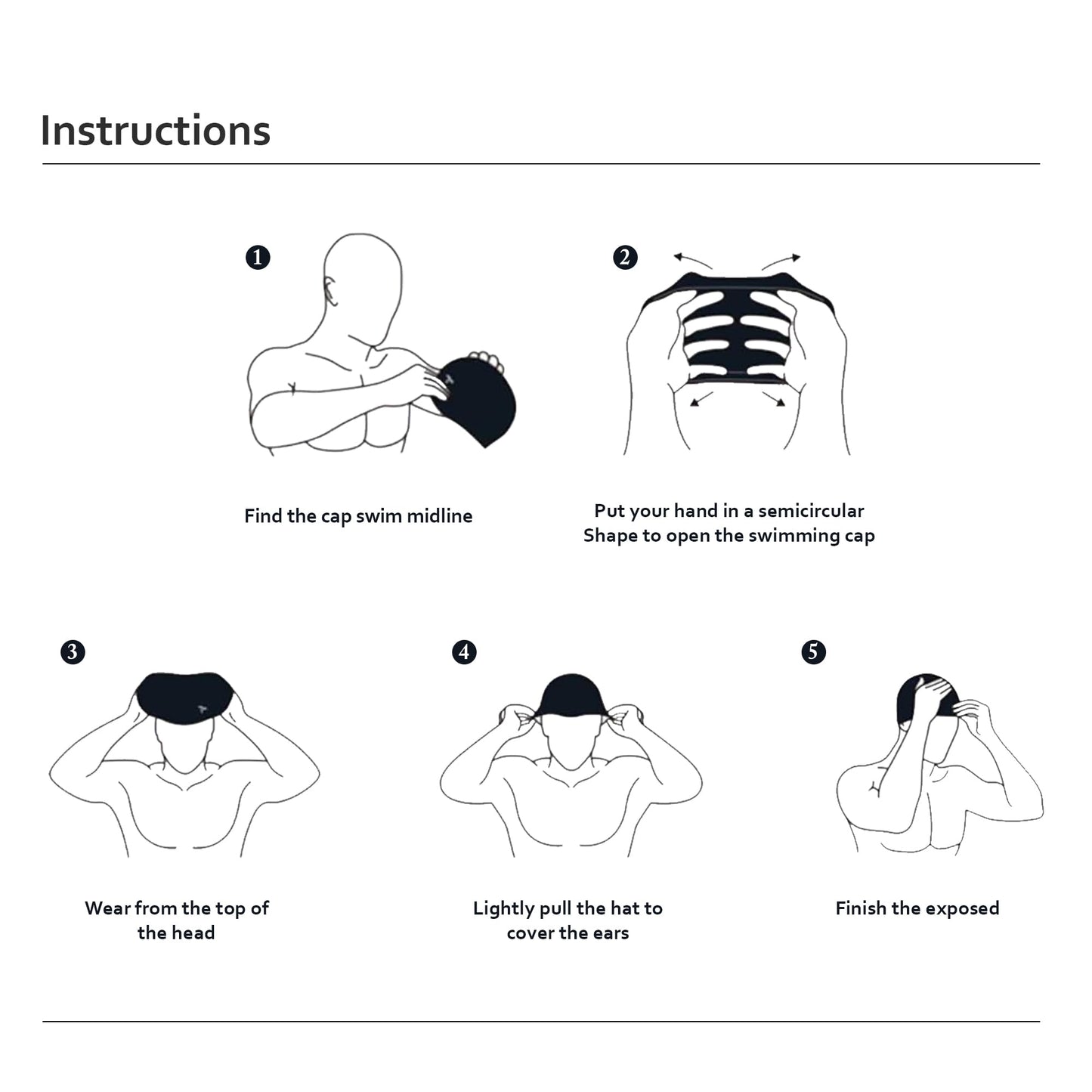 Classic Unisex Adult Swim Hats for Women, Men, Best Swim Cap to Keep Hair Dry, Silicone Bathing Caps, Gifts for Friend - Waterproof, Comfortable, Non-Slip (Basic Hat, Black)