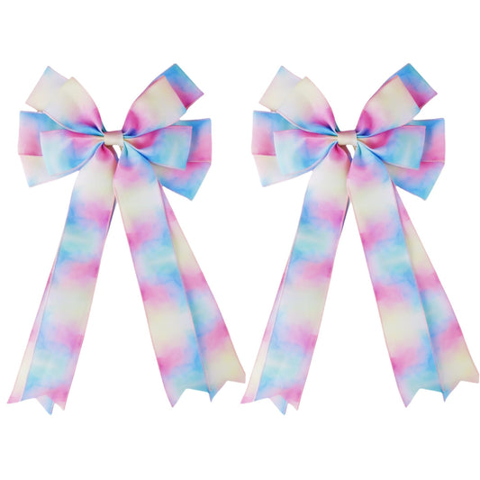 Meseey Gradient Pastel Burlap Bows for Seasonal Decor (20"x10", 2-Pack) - Versatile Door & Wreath Accents for Easter, Halloween, Thanksgiving & Christmas (Gradient Pastel)