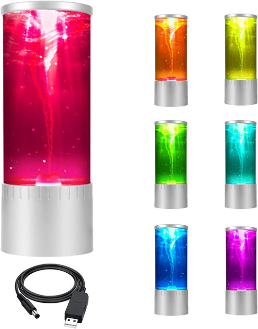 Tornado Lamp Twister Hurricane Relaxing Liquid Motion Led Night Lighting 7 Colors Automatic Dimming USB Cable Powered for Women Kids Birthday Gift Party Home Living Room Decor