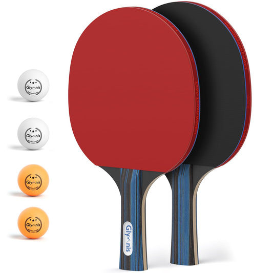 Ping Pong Paddles Set Table Tennis Rackets with Balls, Storage Case for Indoor Outdoor Table Tennis Paddle Game Accessories