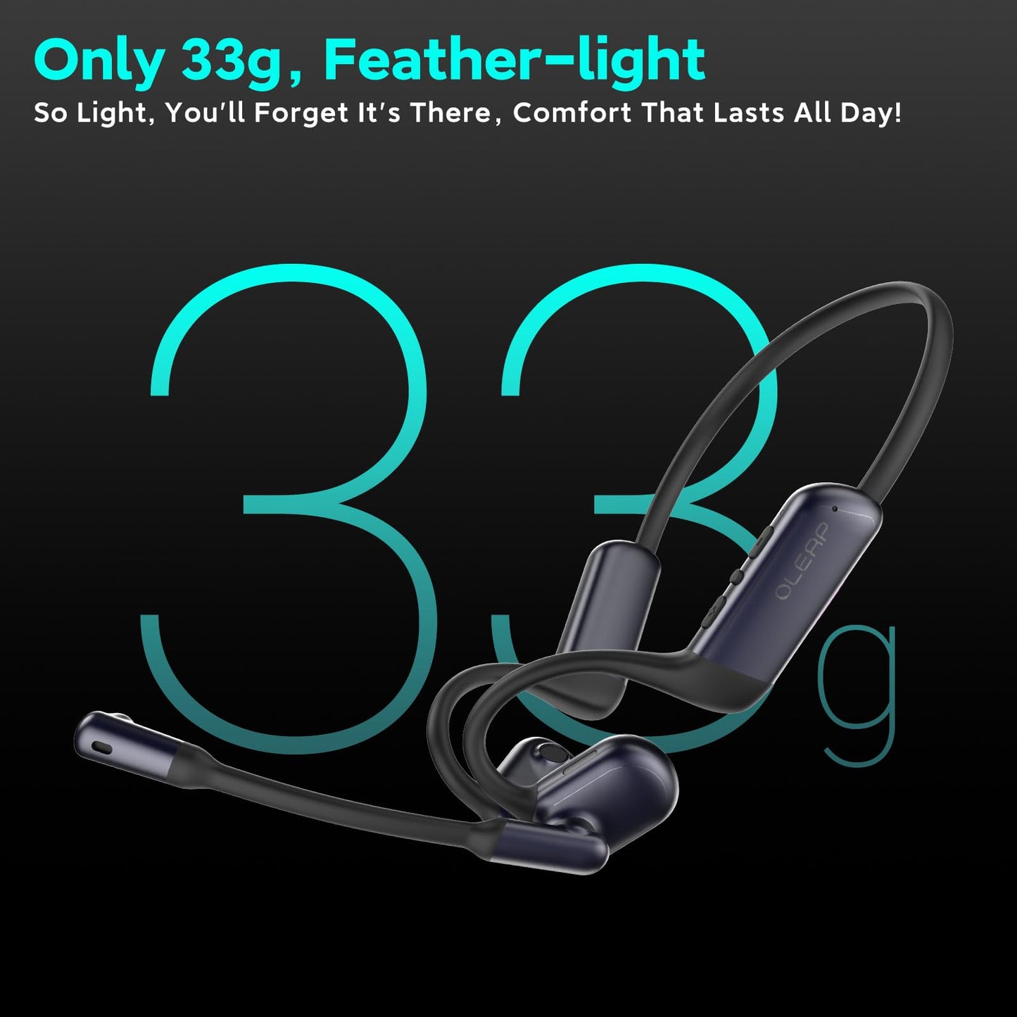 oleap Pilot P200b Pro Wireless Headset with Mic for Work, 50dB Noise Cancelling Headphones with AI ENC, Bluetooth 5.3 USB-C Dongle - Wireless Computer Headset for Meetings and Calls