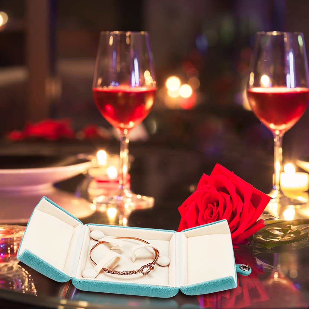 MDLUU Velvet Bracelet Gift Box, Bangle Holder Case, Jewelry Storage Displays for Birthday, Wedding, Valentine's Day, Anniversary (Cyan Blue)