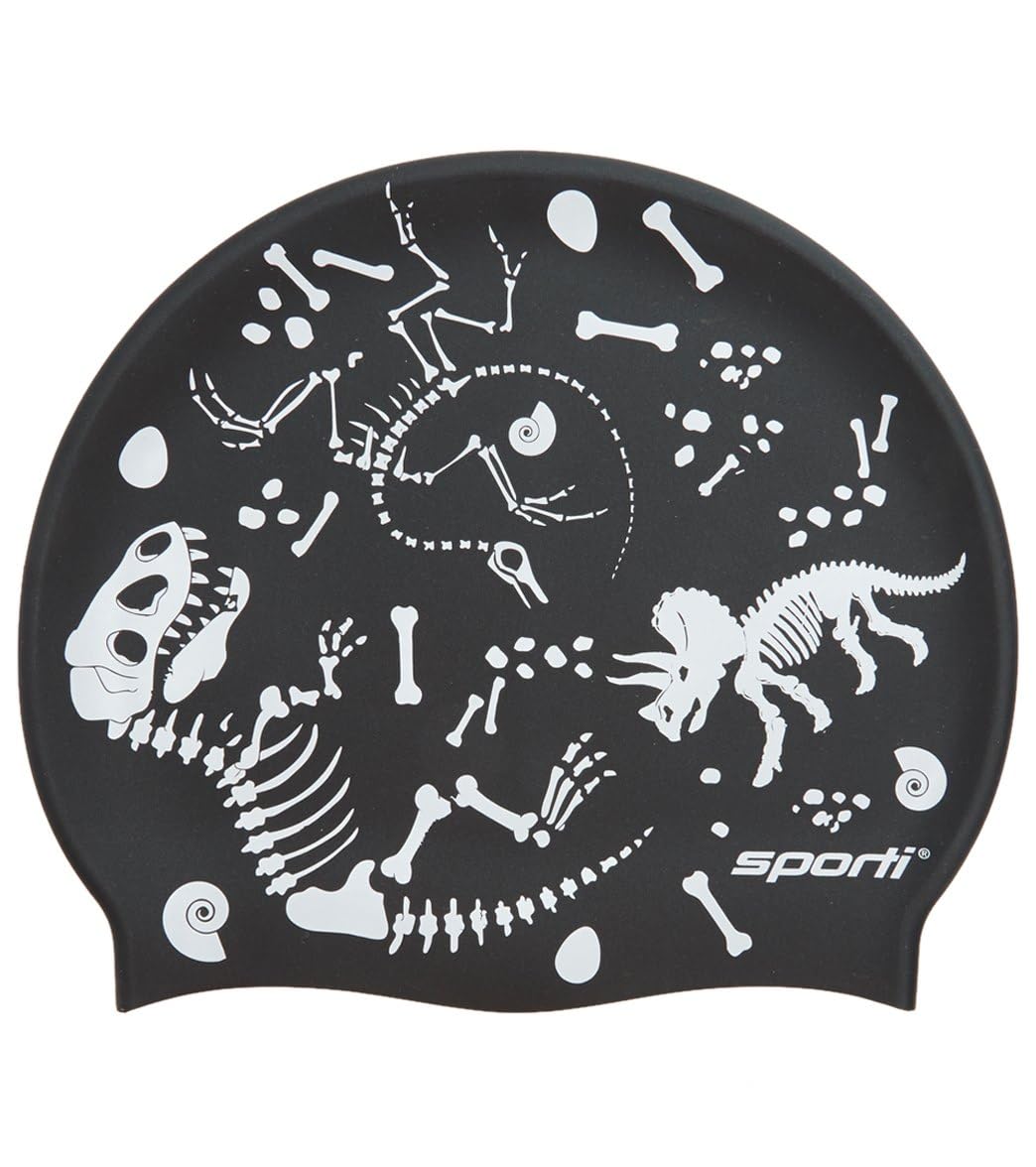 Sporti Fossil Silicone Swim Cap - Black