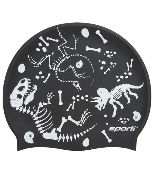 Sporti Fossil Silicone Swim Cap - Black