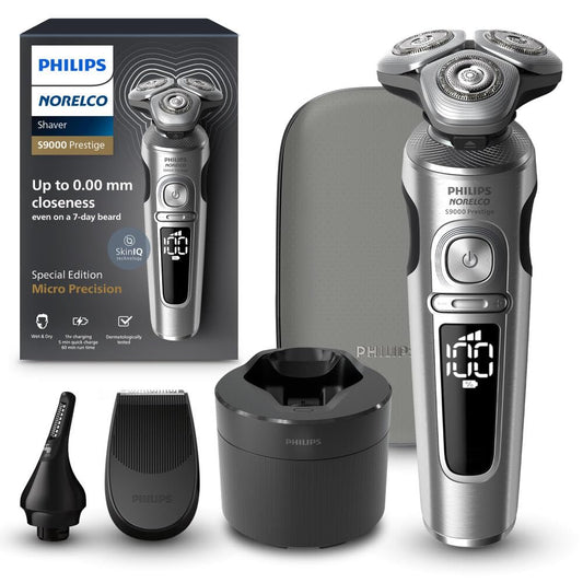 Philips Norelco Shaver Series 9000 Prestige Special Edition, Wet & Dry Electric Shaver, Lift/Cut & SenseIQ Technology, Nose & Precision Trimmer, Qi Pad, Cleaning Pod & Premium Case, SP9842/85