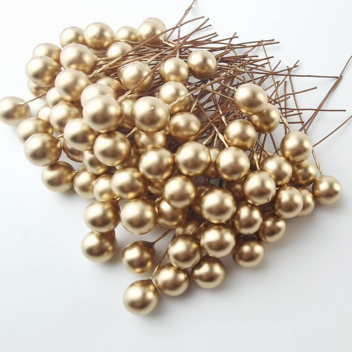 GXXMEI 300PCS Artificial Holly Berries, Mini 10 mm Fake Berries Decor on Wire for Christmas Tree Decorations Flower Wreath DIY Craft Use (Red+Gold+Silver)