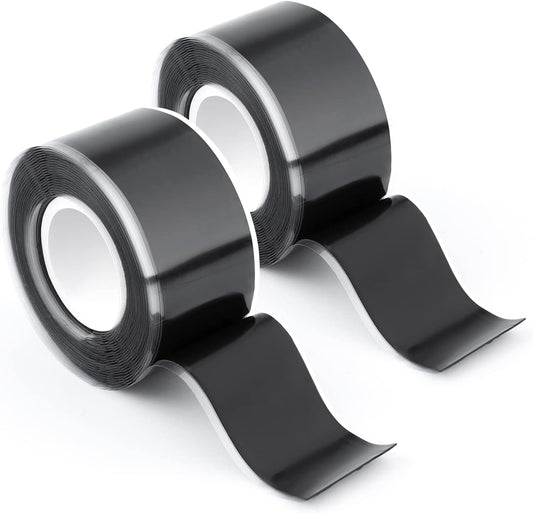 2 Rolls Grip Tape for Handles, 1inch x 10ft Silicone Rubber Grip Wrap Tape, Self Fusing Grip Tape for Bicycle Bar Gymnastics Fitness Sports Equipment Handlebar Barbells Tools