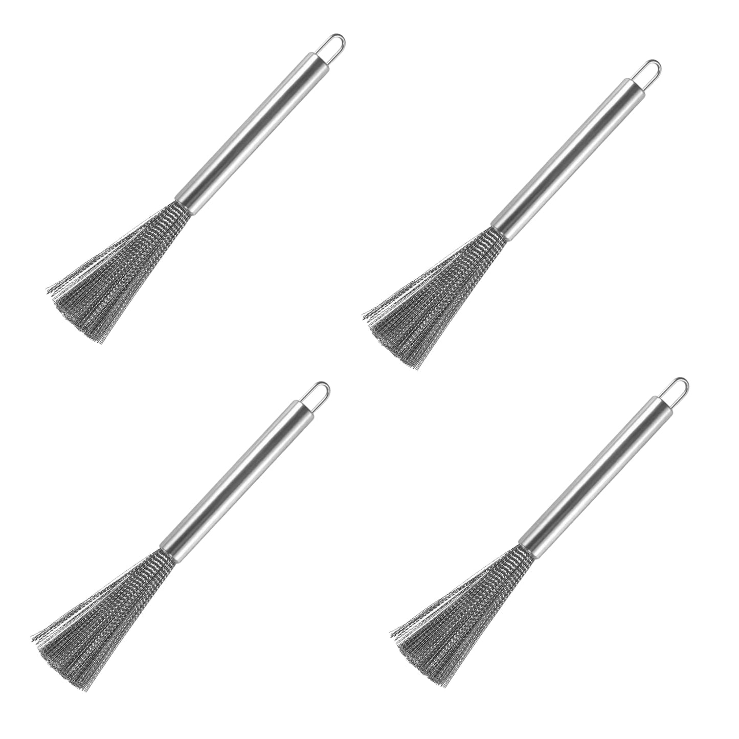 3Pcs Clening Brush Set, Stainless Steel Scrubber Brush for Cookware Long-Handled Pans Sink Scrubbing Brush