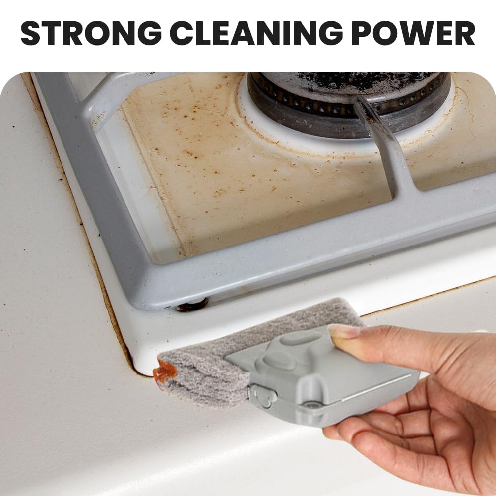 Window Groove Cleaning Brush,2024 New Hand-held Magic Window Track Cleaner Tools Set,Groove Cleaning Brush Window or Sliding Door for Sliding Door, Sill, Tile Lines, Shutter (Gray)