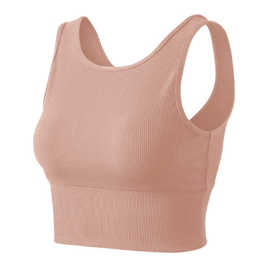 Workout Crop Tank Tops for Women Solid Comfort Sleeveless Shirts for Casual Sports Fitness Yoga Reversible Ribbed Tops Pink S