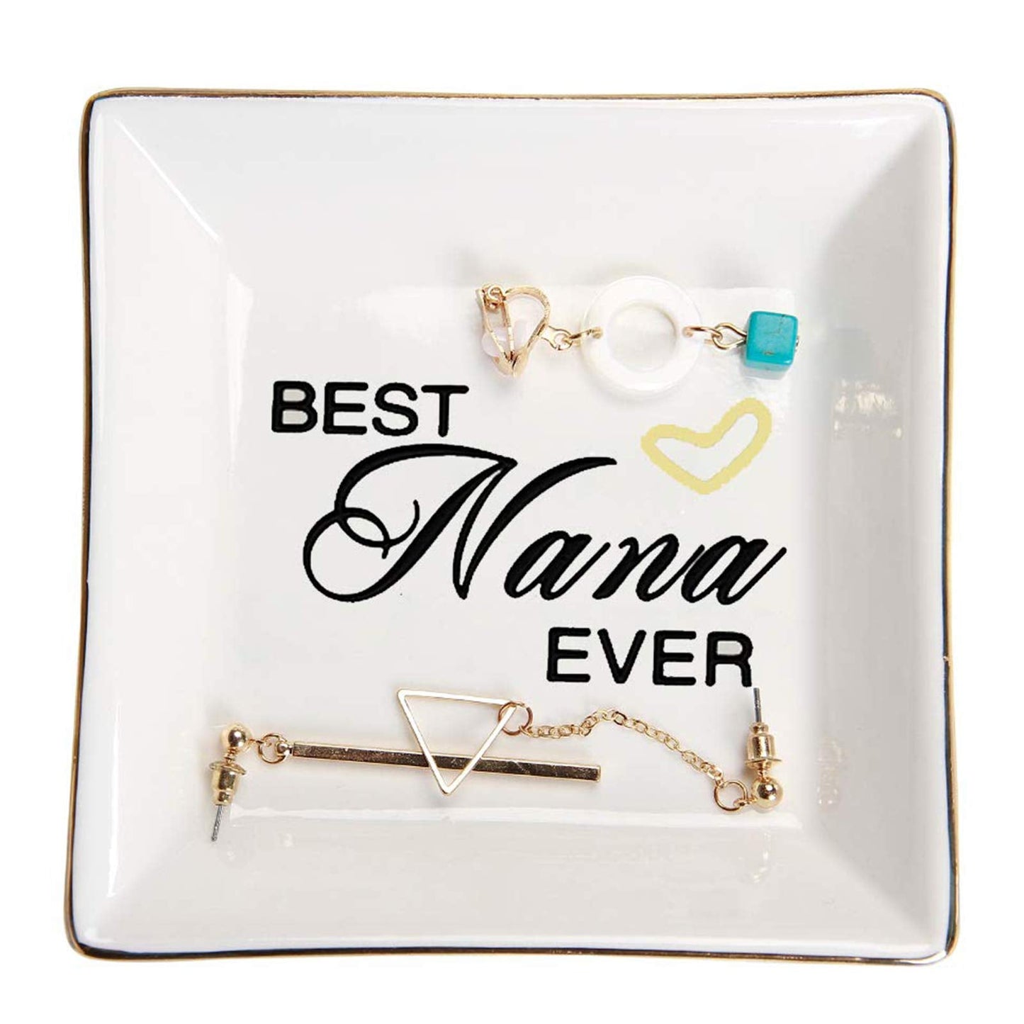 HOME SMILE Ceramic Ring Dish Jewelry Tray for Mom Sister Friends