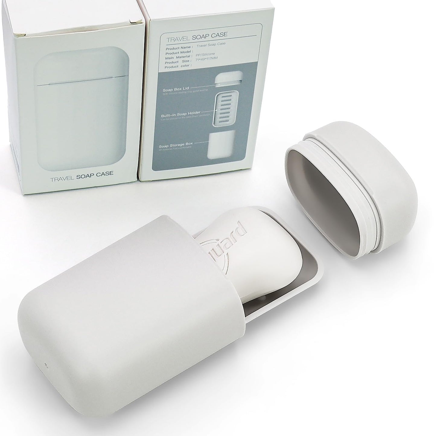 Compact Travel Soap Case, Leakproof Soap Container with Lid, Portable Bar Soap Holder for Traveling, Soap Box for Bathroom, Shower, Gym, School, Camping, Vacation, Outdoor (White)