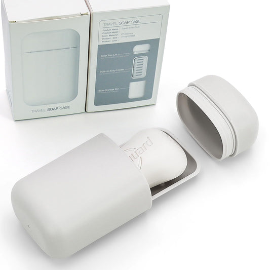 Compact Travel Soap Case, Leakproof Soap Container with Lid, Portable Bar Soap Holder for Traveling, Soap Box for Bathroom, Shower, Gym, School, Camping, Vacation, Outdoor (White)