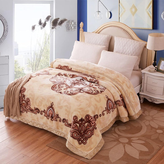 11 lbs Heavy Korean Mink Blanket King Size 86 x 95 inch Silky Soft and Warm, 2 Ply Raschel Bed Blanket for The Cold Night.