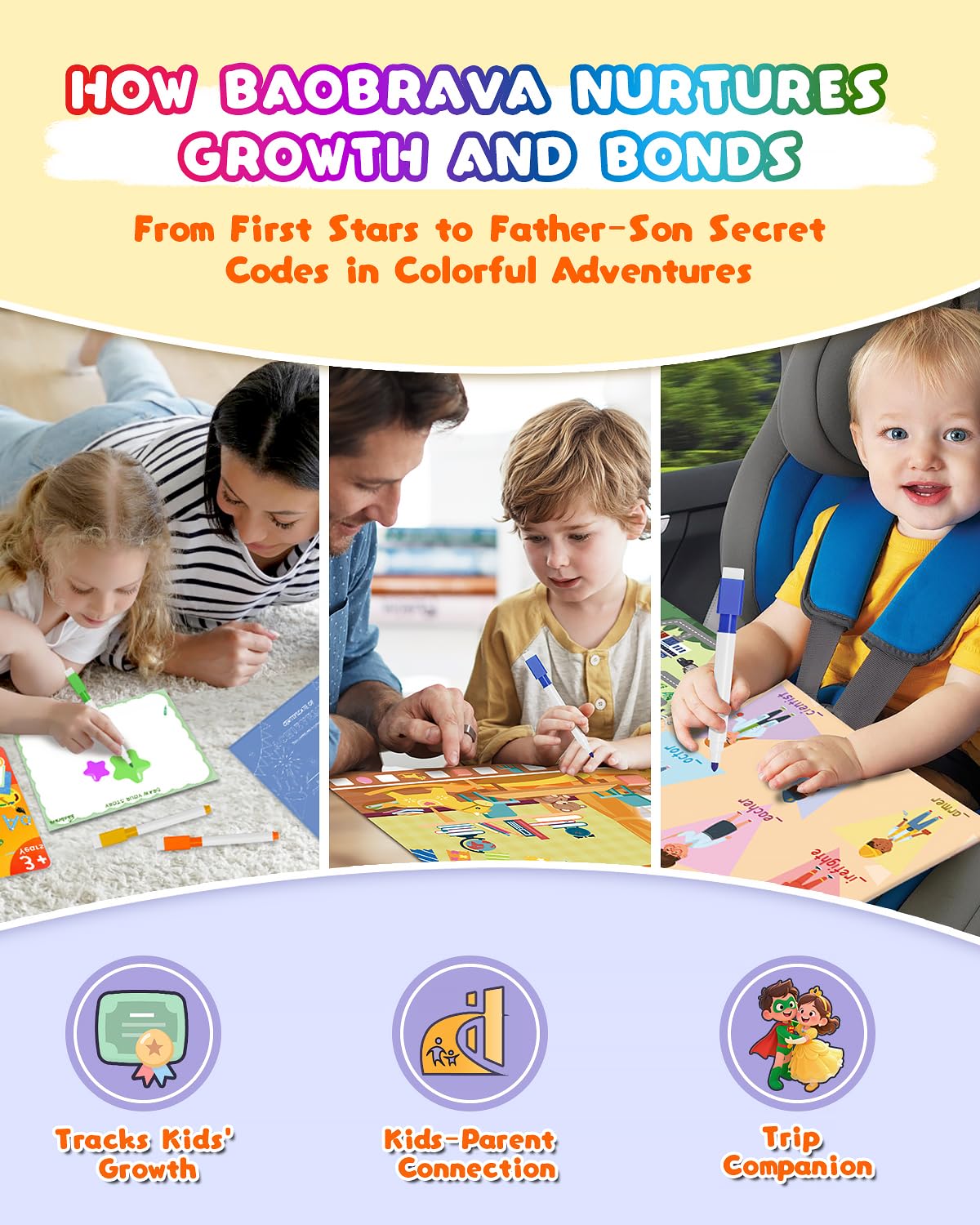 Baobrava Preschool Learning Activities 3-8: 37 Handwriting Practice & Tracing Books for Kids | Travel Games for Car and Airplane | Kindergarten Workbooks | Outdoor Activities Books | Gift for Kids