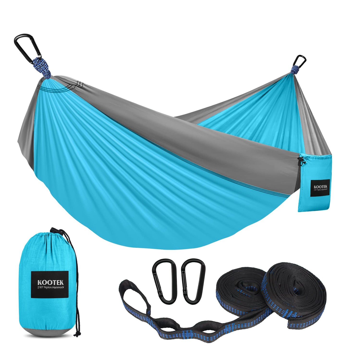 Kootek Camping Hammock 500 lbs Capacity, Portable Hammocks with Tree Straps & Attached Carry Bag, Camping Essentials Gear, Perfect for Outside Indoor Hiking Beach Backpack Travel