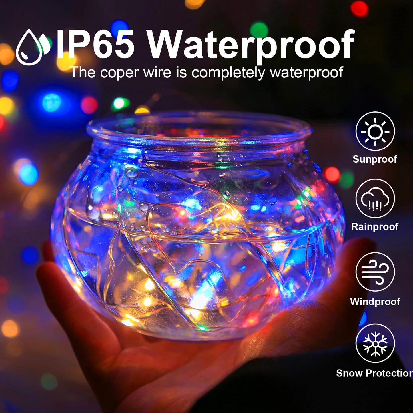 1Pack USB Plug in Fairy String Lights,16ft 50 LED Copper with Remote and Timer, 8 Modes Waterproof Twinkle String Lights Battery Powered for Bedroom Indoor Party Wedding Christmas Decoration