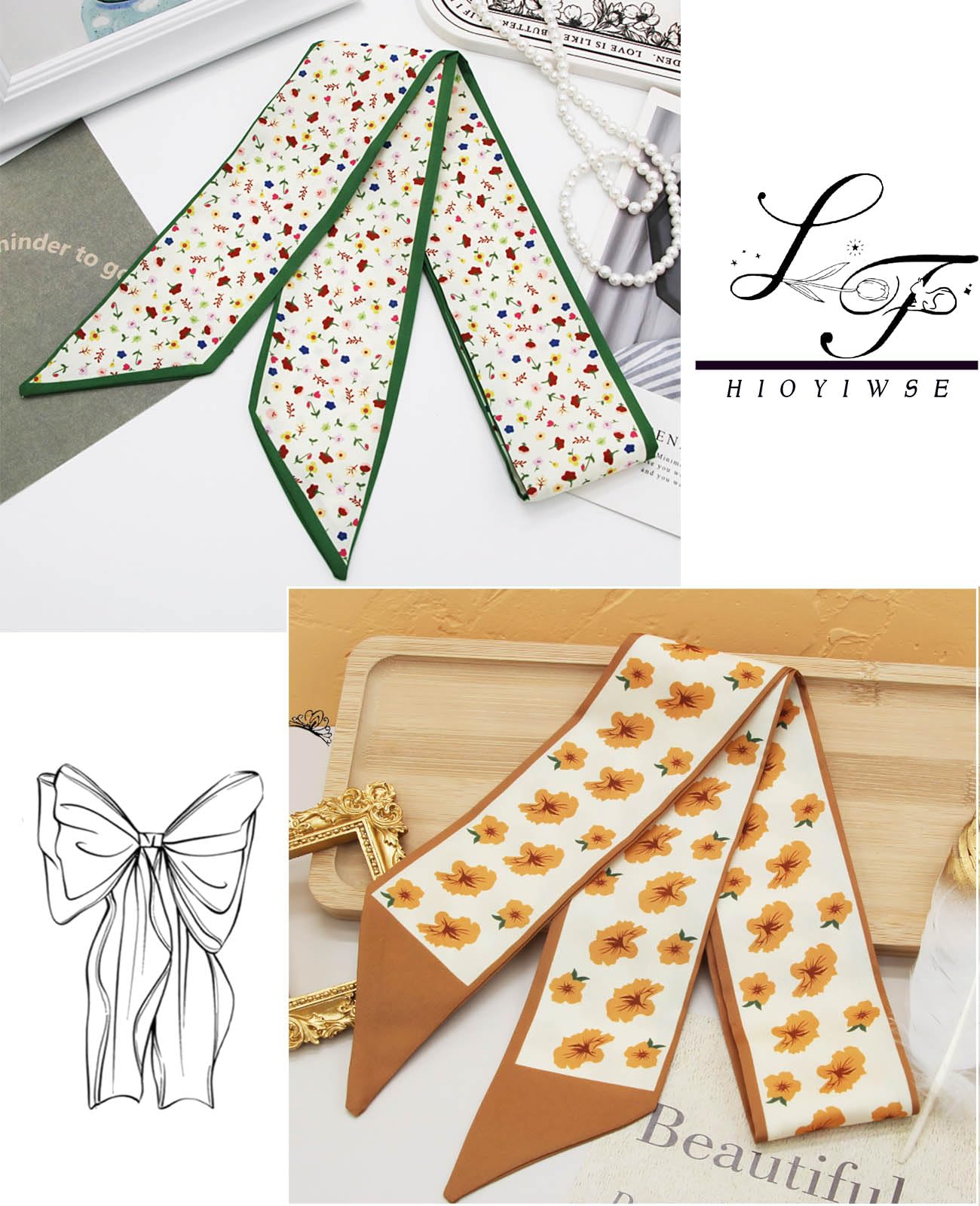 Purse Scarf Handbags For Women Skinny Hair Neck Accessories Scarves With Bag Scarfs Handle Fashion Lightweight 37.8x 2.6inch 01