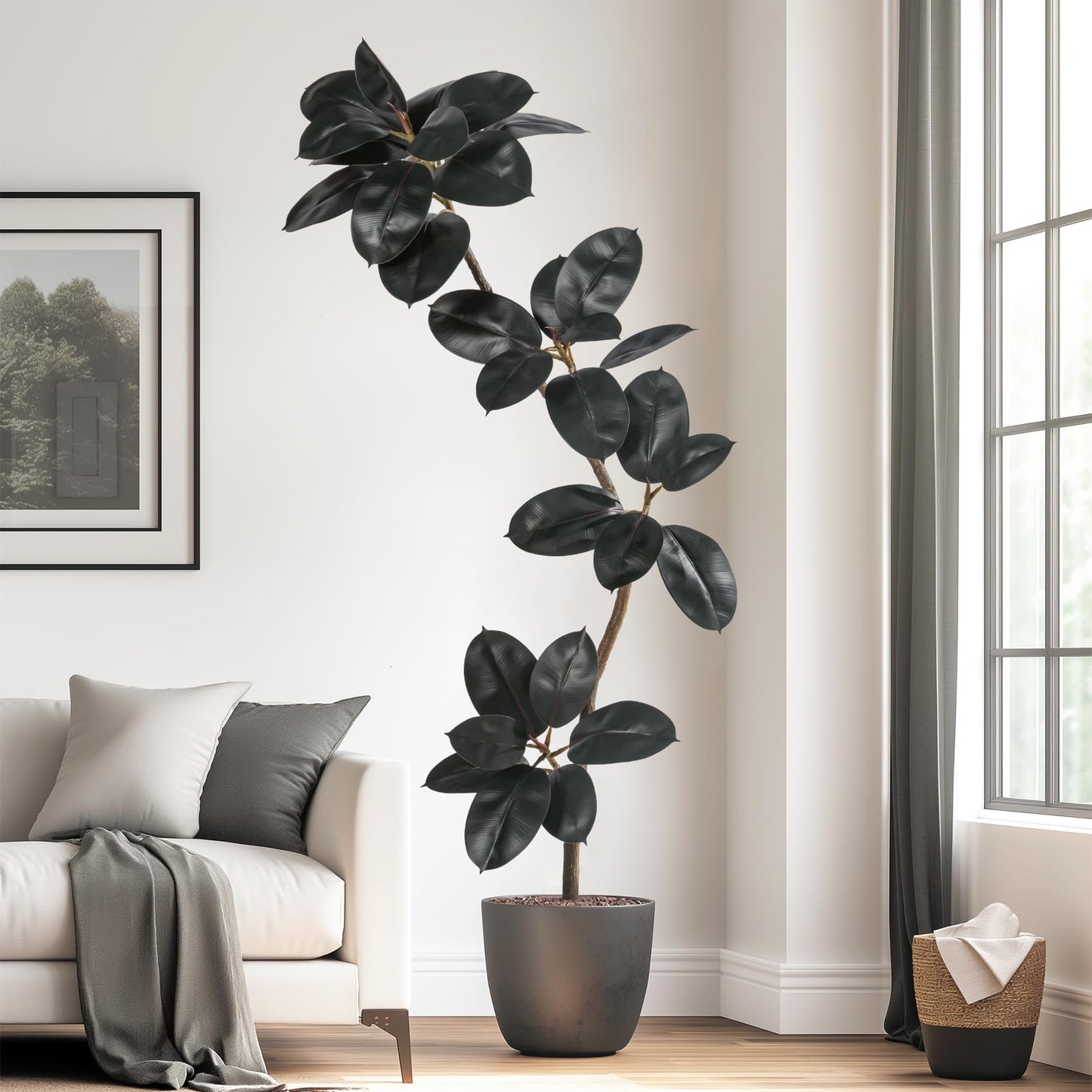 Bailikang 5.2ft Artificial Rubber Tree Faux Plants Indoor Faux Floor Artificial Trees Indoor,Fake Plant Fake Tropical Plants,Large Floor,Real Touch Rubber Tree for Home Decor