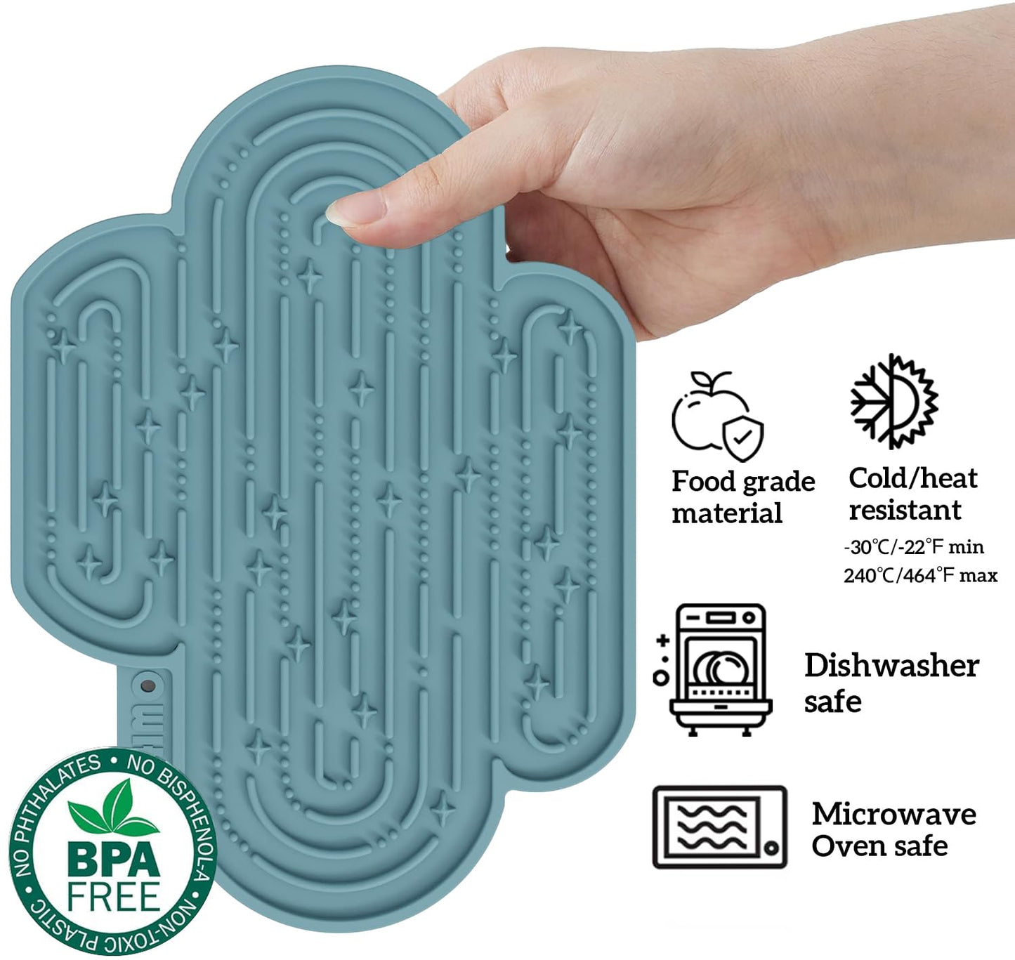 OHMO-Cactus Lick Mat for Dogs and Cats(2 Pack) Easy to Clean Pet Slow Feeder with Suction Cups, Licking Pad for Anxiety Relief and Boredom Reduction