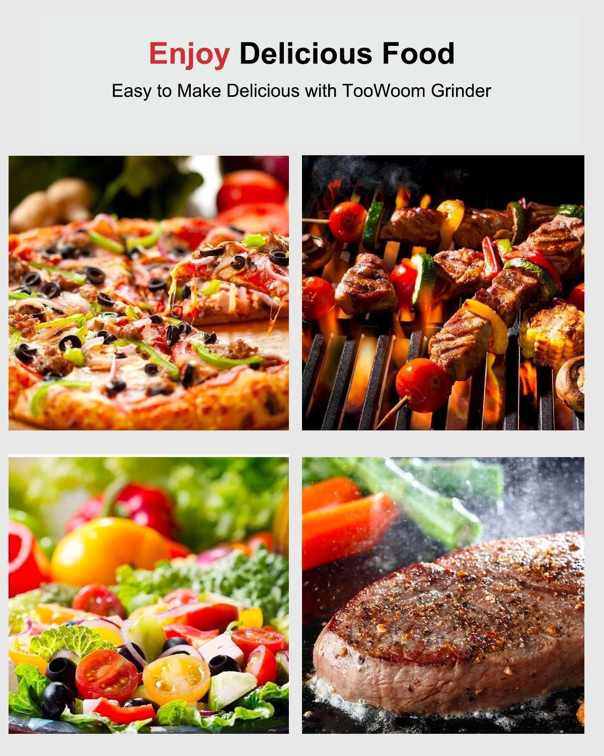 TooWoom Pepper Grinder Salt Grinder, 5 inch Stainless Steel Pepper Mill w/Adjustable Coarseness, Refillable Salt with Funnel, Cleaning Brush, Manual Pepper Grinder for Black Peppercorns