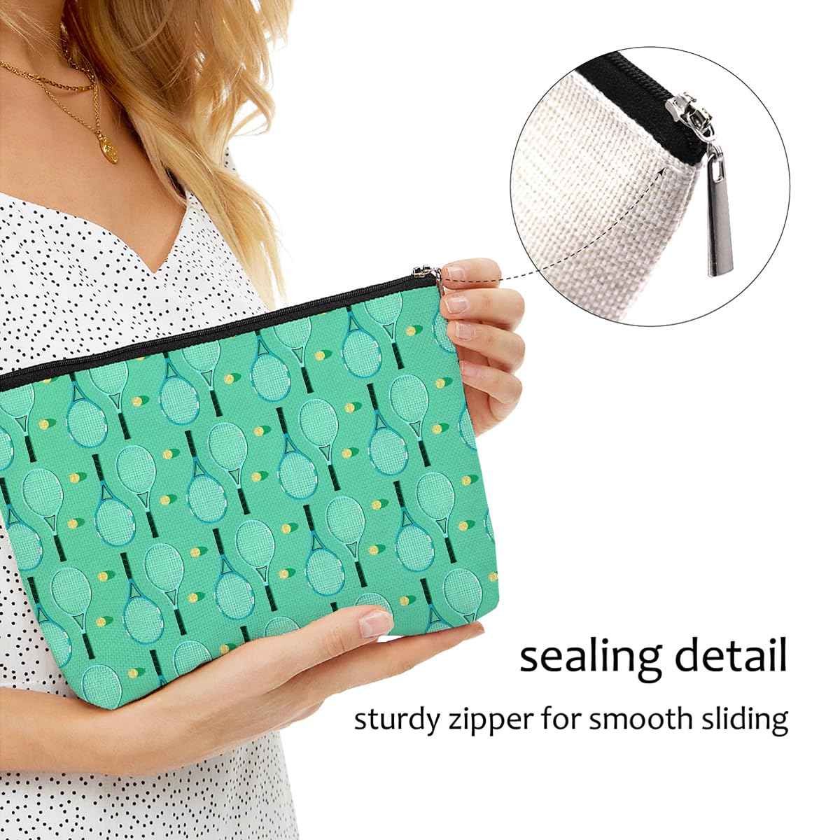 Tennis Gifts, Inspirational Tennis Makeup Bag, Tennis Accessories Tennis Gift Cosmetic Bag Toiletry Bag, Tennis Player Graduation Birthday Gifts for Women Girls Tennis Lovers Sister Tennis Team