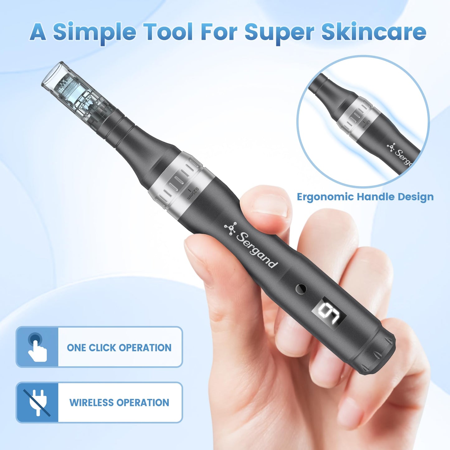 Microneedle Derma Roller Pen - Professional Microneeding 0.25 mm Derma Roller Beauty Pen - Microneedles Roller Pen for Women Men Tools