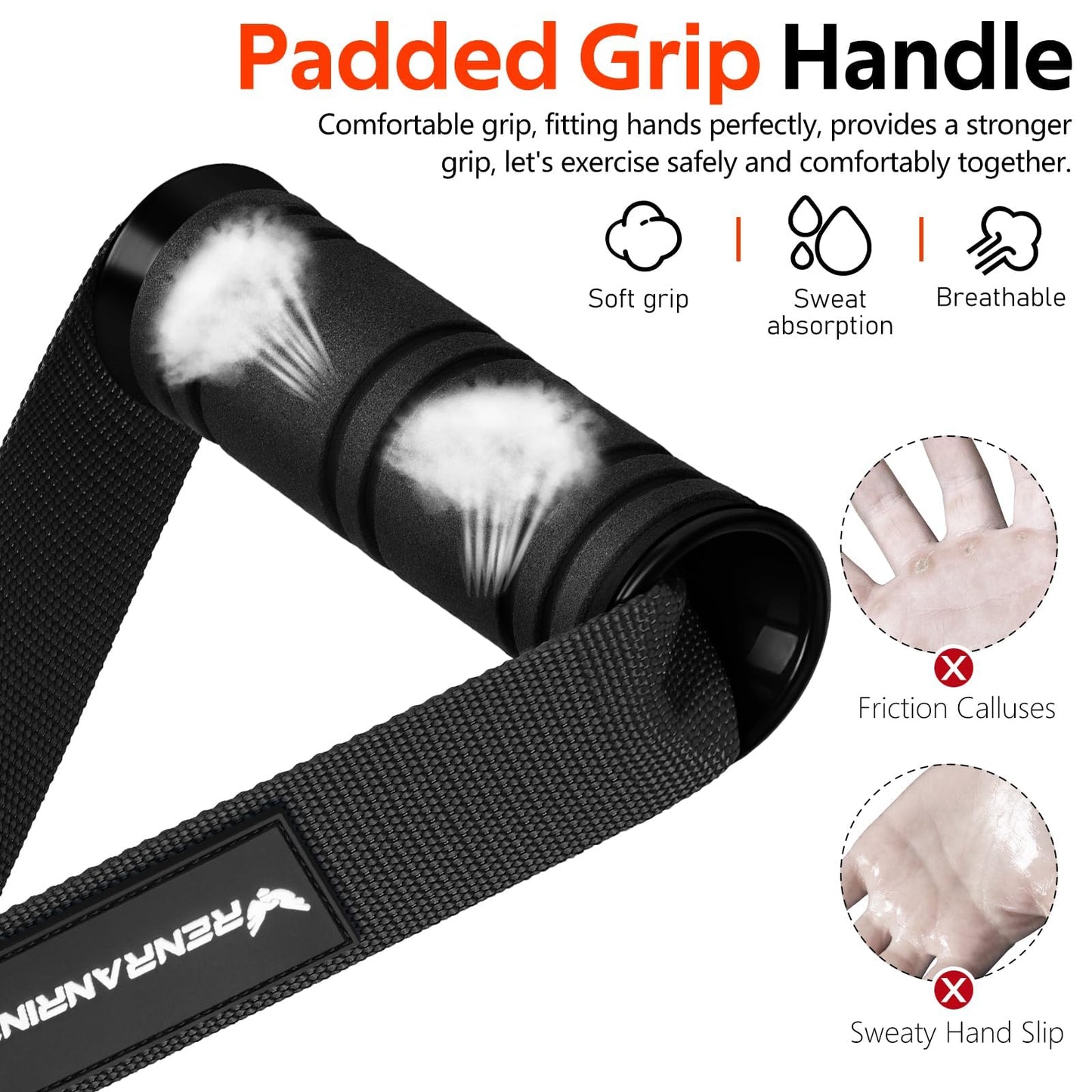 RENRANRING Gym Exercise Handles, Replacement Handle Attachments for Cable Machine Pulleys, Resistance Band and Strength Trainer, Pull Down Workout Accessories, Home Gym Add On Equipment