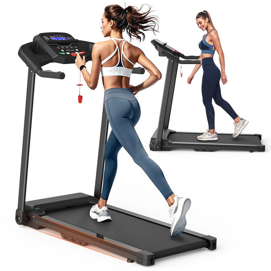 FYC Electric Folding Treadmill for Home - 2.5HP Quiet Motor, 300 lb Capacity, Shock Absorption, LED Display, 0.5-7.5MPH, Compact Treadmill for Small Spaces, Portable with Wheels & Cup Holder