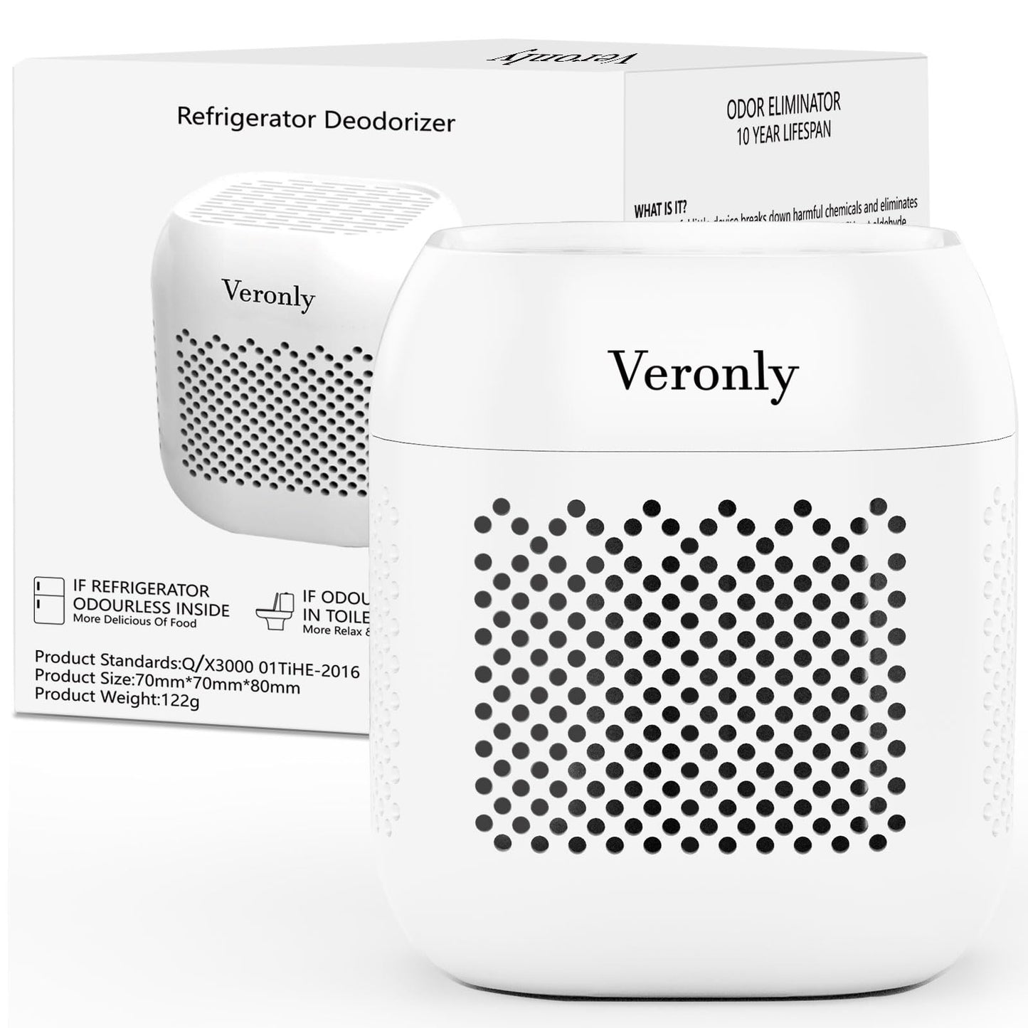 Refrigerator Deodorizer,Lasts for 10 Years,Refrigerator Odor Eliminator,Fridge Deodorizer for Fridge & Freezer, Room,RV and New Home, Better than Bamboo Air Purification Bags Baking Soda,White